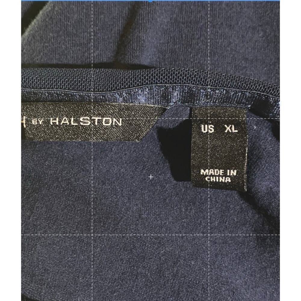 H by Halston Navy V-Neck Dress XL | Minimalist Pullover Midi with Mesh Trim - Picture 3 of 7
